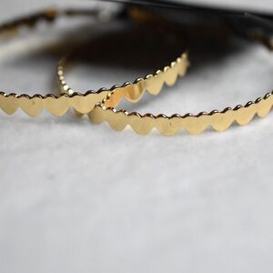 NWT Fashion Accents 3" Gold Tone Heart Hoop Spring Latch Statement Earrings